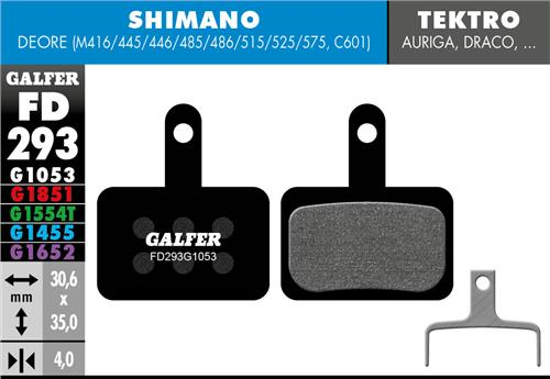 Galfer GALFER Brake Pad FD293 Performance "Shimano M4050/M486/M447/M395/Tektro Auriga/Drago", schwarz