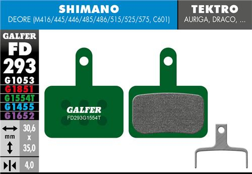 Galfer GALFER Brake Pad FD293 Pro "Shimano M4050/M486/M447/M395/Tektro Auriga/Drago", grün