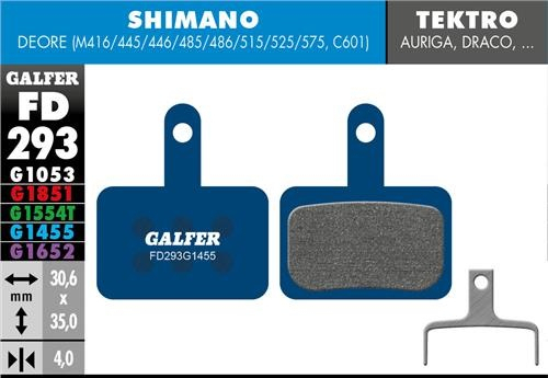 Galfer GALFER Brake Pad FD293 Road "Shimano M4050/M486/M447/M395/Tektro Auriga/Drago", blau