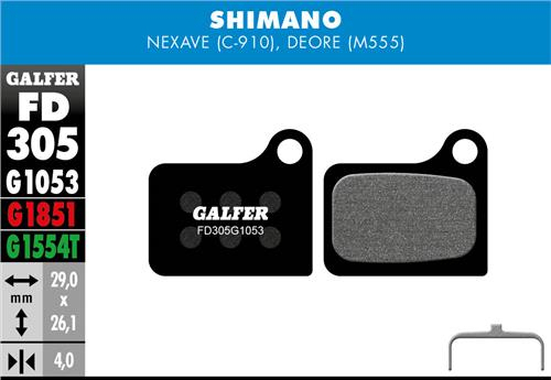 Galfer GALFER Brake Pad FD305 Performance "Shimano Nexave / M555, schwarz