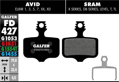 Galfer GALFER Brake Pad FD427 Performance "Avid Elixir 1,3,R,CR,X.0,Mac,XX, schwarz
