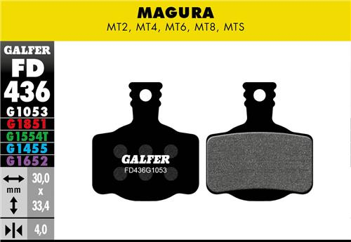Galfer GALFER Brake Pad FD436 Performance "Magura MT2,4,6,8", schwarz