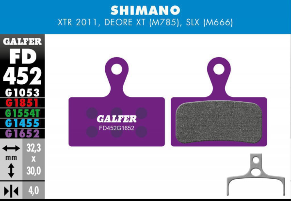 Galfer GALFER Brake Pad FD452 E-Bike "Shimano M9000/M8000/M985/M785/M666/M615", violett