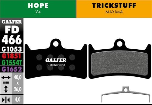 Galfer GALFER Brake Pad FD466 Performance "Hope V4" "TRICKSTUFF Maxima", schwarz