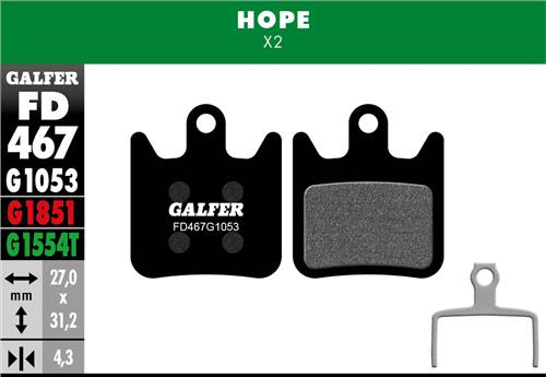 Galfer GALFER Brake Pad FD467 Performance "Hope X2", schwarz