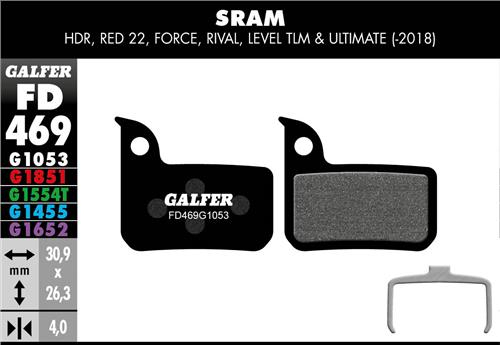 Galfer GALFER Brake Pad FD469 Performance "Sram Red Force Rival Level", schwarz