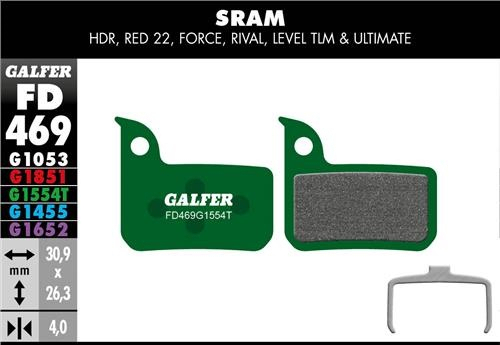 Galfer GALFER Brake Pad FD469 Pro "Sram Red Force Rival Level", grün